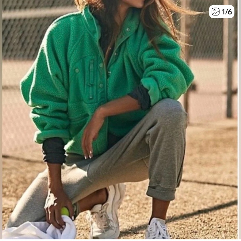 Free people hit the slopes fleece in jade dreams green